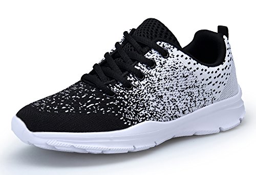 KOUDYEN Zapatillas Deportivas de Mujer Hombre Running Zapatos para Correr Gimnasio Calzado Unisex,XZ746-W-blackwhite-EU37