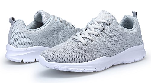 KOUDYEN Zapatillas Deportivas de Mujer Hombre Running Zapatos para Correr Gimnasio Calzado Unisex,XZ746-W-grey-EU42