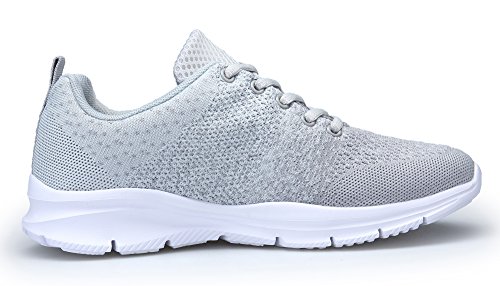 KOUDYEN Zapatillas Deportivas de Mujer Hombre Running Zapatos para Correr Gimnasio Calzado Unisex,XZ746-W-grey-EU42