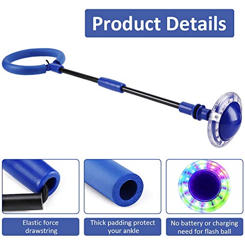 Kqpoinw Bola de Salto de Tobillo, LED Saltar Bola Plegable Anillo de Salto Intermitente Colorida Flash Bola de Salto Anillo de Salto de Tobillo Pelota de Baile para Niños y Adultos (Azul)