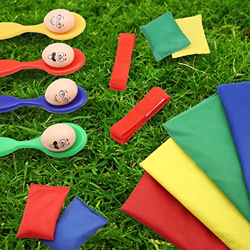 KreativeKraft Juguetes de Jardin para Niños Carrera de Sacos Huevo y Cuchara Carreras 3 Patas Juegos de Fiesta para Niño Niña