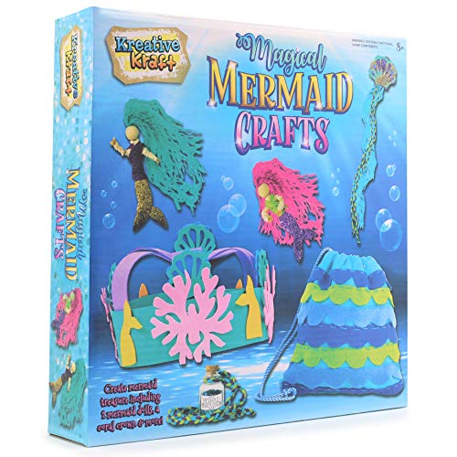 KreativeKraft Kits De Manualidades Sirenas Mágicas | Kits De Fieltro para Manualidades para Niñas para 6 Hermosas Creaciones, Incluyen 2 Muñecas | Kit De Costura Y Set De Actividades