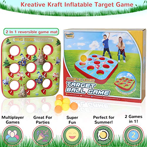 KreativeKraft Target Ball Juego Inflable para niños Fiesta Juegos de Verano al Aire Libre para Boy Girl 3 en una Fila Inflatables Jardín de Juguete