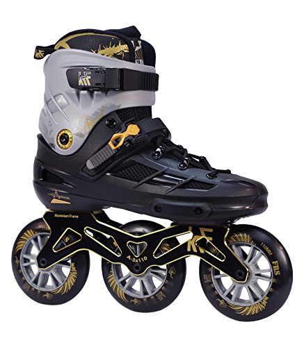 KRF The New Urban Concept Angel 3X110 Patines Enlinea de Freeskate 3WD 3x110 con guia en CNC de Aluminio 255 y Ruedas de 110mm Super High Rebound, Negro, 42 KRF The New Urban Concept Angel 3X110 Patines Enlinea de Freeskate 3WD 3x110 con guia en CNC de Aluminio 255 y Ruedas de 110mm Super High Rebound, Negro, 42