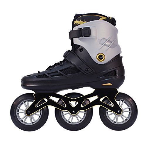 KRF The New Urban Concept Angel 3X110 Patines Enlinea de Freeskate 3WD 3x110 con guia en CNC de Aluminio 255 y Ruedas de 110mm Super High Rebound, Negro, 42