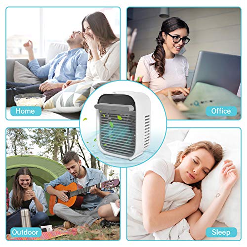 Kriogor Mini Enfriador de Aire, Mini Aire Acondicionado Ventilador,USB Aire Acondicionado Portátil,Humidificador con 3 velocidades Trabajo y Hogar