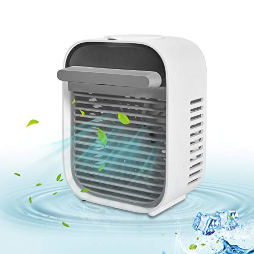 Kriogor Mini Enfriador de Aire, Mini Aire Acondicionado Ventilador,USB Aire Acondicionado Portátil,Humidificador con 3 velocidades Trabajo y Hogar