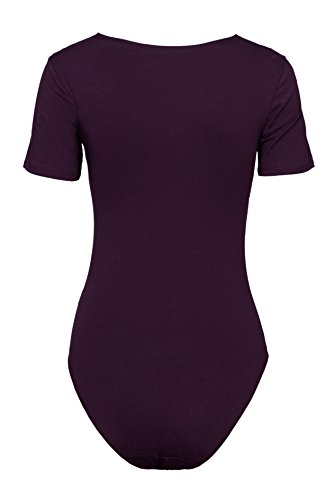 Krisli Body de manga corta para mujer de algodón con cierre de gancho. morado XL Krisli Body de manga corta para mujer de algodón con cierre de gancho. morado XL