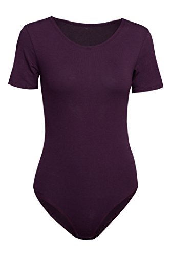 Krisli Body de manga corta para mujer de algodón con cierre de gancho. morado XL Krisli Body de manga corta para mujer de algodón con cierre de gancho. morado XL