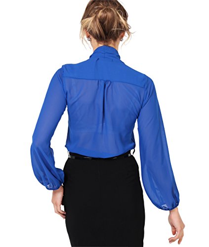 KRISP Blusa Mujer Cuello Lazo Elegante, Azul Eléctrico (9522), 46, 9522-ROY-18