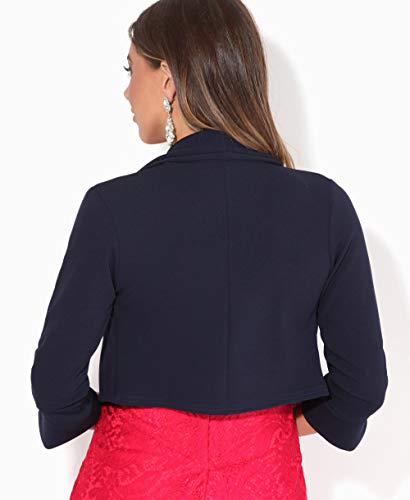 KRISP Bolero Mujer Fiesta Tallas Grandes Torera Chaqueta Corta Boda Elegante Barata Noche Vestir Manga, (Azul Marino (3729), 36 EU (08 UK)), 3729-NVY-08