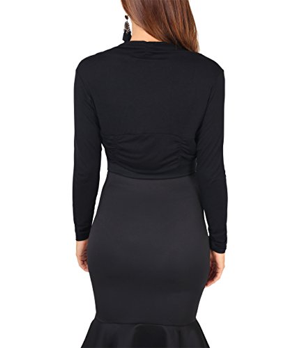 KRISP Bolero Mujer Fiesta Torera Manga Tallas Grandes Barato Punto Boda, Negro (7519), SM, 7519-BLK-SM