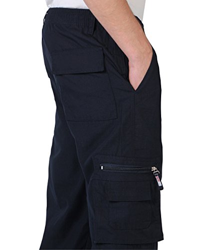 KRISP Pantalón Hombre Casual Cargo Cómodos Bolsillos Laterales Baratos Algodón, Azul Marino, M, 7918-NVY-M