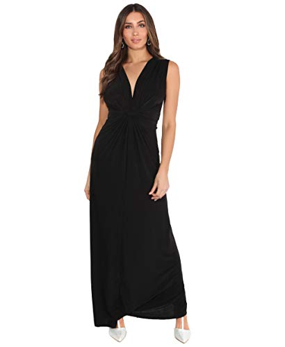 KRISP Vestido Mujer Largo Tallas Grandes Barato Sin Manga Boda Noche Cóctel Fiesta Elegante, Negro, 38 EU (10 UK), 3278-BLK-10