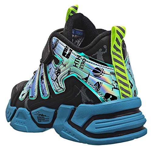 KRONJ Zapatillas de Deporte de Alta para Niños, Forro Cálido Zapatos de Gimnasia, Azul-30