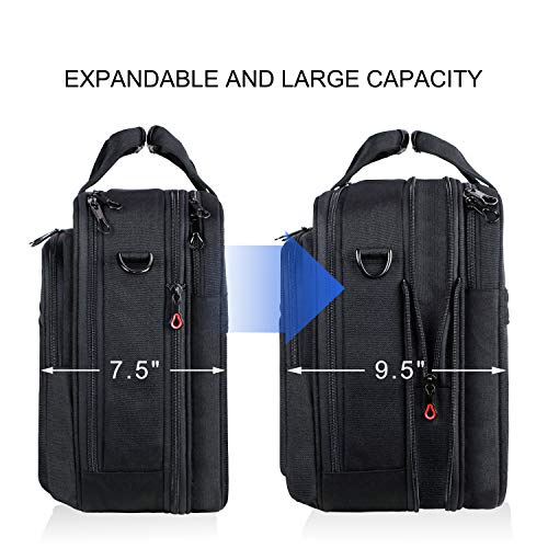 KROSER 18" Bandolera para Portátil Maletín Premium para Laptop hasta 17.3" Expandible Hidrófugo Bolsa del Hombro Bolsa de Computadora para Viajes/Negocios/Escuela/Hombres/Mujeres-Negro