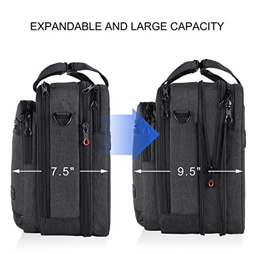 KROSER Bandolera para Portátil de 18" Elegante Maletín para Portátil hasta 17.3" Expandible Hidrófugo Bolsa de Mensajero con Bolsillos RFID para Negocios/Viajes/Universidad/Hombres/Mujeres