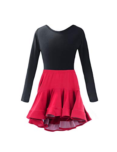KRUIHAN Conjuntos de Baile Latino para Niñas Vestido - Escenario Rendimiento Leotardo Falda Traje Ropa de Lírico (130CM) KRUIHAN Conjuntos de Baile Latino para Niñas Vestido - Escenario Rendimiento Leotardo Falda Traje Ropa de Lírico (130CM)