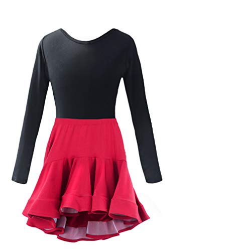 KRUIHAN Conjuntos de Baile Latino para Niñas Vestido - Escenario Rendimiento Leotardo Falda Traje Ropa de Lírico (130CM) KRUIHAN Conjuntos de Baile Latino para Niñas Vestido - Escenario Rendimiento Leotardo Falda Traje Ropa de Lírico (130CM)