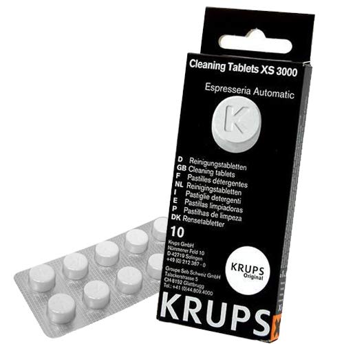 Krups XS300010 Pastillas limpiadoras para máquinas de café súper automáticas, pack de 10 pastillas, Elimina depósitos y los residuos grasos del café Krups XS300010 Pastillas limpiadoras para máquinas de café súper automáticas, pack de 10 pastillas, Elimina depósitos y los residuos grasos del café