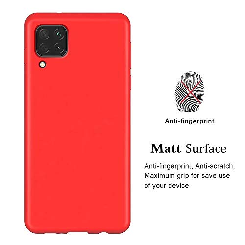 KSHOP Funda para Huawei p40 Lite 5G/Nova 6 se/7i Silicona Líquida Delgado Protección Suave TPU Gel + Protector de Pantalla Case [Tecnología de Cojín de Aire] Anti-Choque Carcasa - Rojo