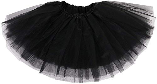 Ksnnrsng Tutu Falda de Mujer Faldas de Tul 50's Short Ballet 3 Capas de Baile para Vestirse Danza (Negro)