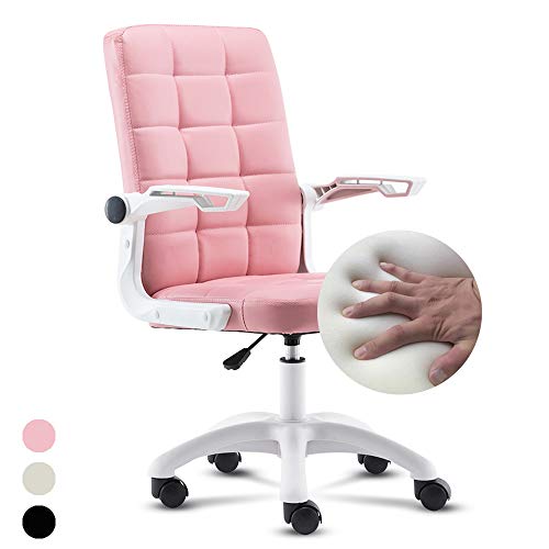 KST Sillas de Escritorio de Oficina, Silla ergonómica Ajustable de Cuero para computadora con reposabrazos Reversibles, fácil de Instalar para Hombres y Mujeres, Rosa