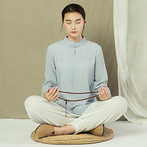 KSUA Traje de Tai Chi para Mujer Traje de meditación Tradicional Zen Chino Ropa de Artes Marciales Kung Fu Ejercicios matutinos Ropa, Gris EU XS/Etiqueta S