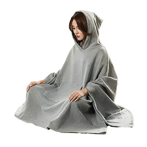 KSUA Zen Meditación Budista Capa con Capucha Capa Mujer Hombre Traje Escudo de Gran tamaño, Gris