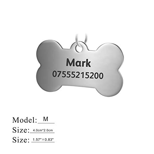 KSZ Etiquetas de identificación para Mascotas de Acero Inoxidable, Etiquetas Personalizadas para Perros y Gatos. Grabado Frontal y Trasero. Múltiples Colores (Plata, Hueso) KSZ Etiquetas de identificación para Mascotas de Acero Inoxidable, Etiquetas Personalizadas para Perros y Gatos. Grabado Frontal y Trasero. Múltiples Colores (Plata, Hueso)