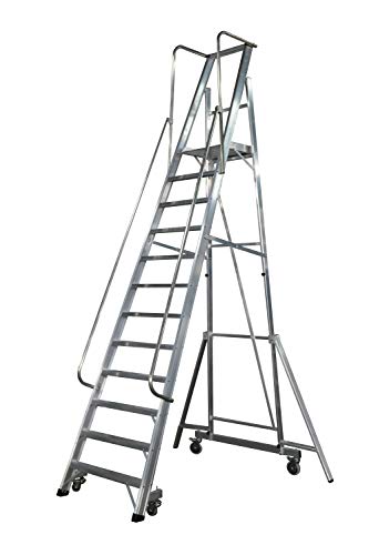 KTL Escalera Plegable con Plataforma y guardacuerpos 12 peldaños móvil Profesional Serie 2XL-S