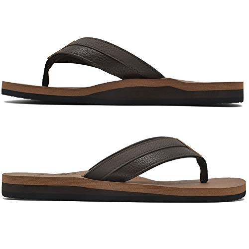 KuaiLu Chanclas Hombre Verano Playa Piscina Comodas Piel Sandalias Planas Caminar Antideslizante Yoga-Espuma Zapatos