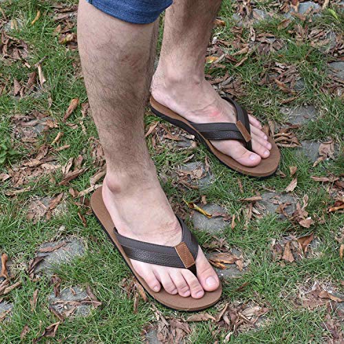 KuaiLu Chanclas Hombre Verano Playa Piscina Comodas Piel Sandalias Planas Caminar Antideslizante Yoga-Espuma Zapatos