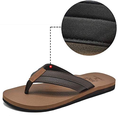 KuaiLu Chanclas Hombre Verano Playa Piscina Comodas Piel Sandalias Planas Caminar Antideslizante Yoga-Espuma Zapatos