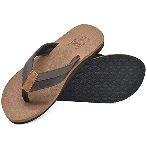 KuaiLu Chanclas Hombre Verano Playa Piscina Comodas Piel Sandalias Planas Caminar Antideslizante Yoga-Espuma Zapatos