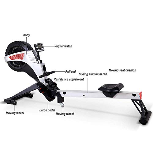 Küchenks Máquina de Remo para el hogar Freedom Air Rower-Ajuste de 8 velocidades Resistencia al Viento + Renuencia Máquina de Remo Superior Plegable + Correa de Pecho inalámbrica Garantía de 90 días