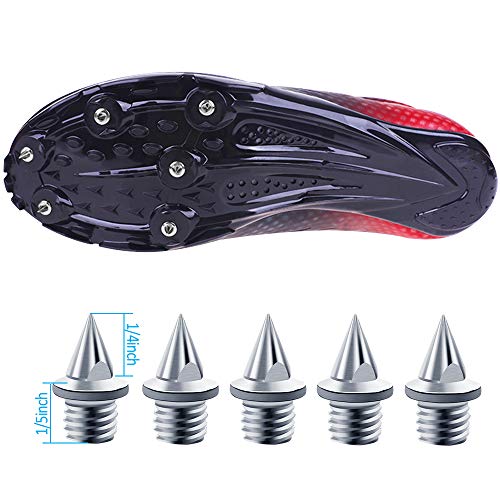 Kulannder 150 Piezas 1/4 Pulgada Reemplazo de Las espigas de Acero de Spikes Track con una Llave de Spike de 2 Piezas y una Caja de Almacenamiento para Sprint Track Cross Country, Forma Piramidal