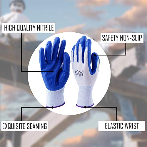 Kungfu Mall 6 pares de guantes de trabajo para mujeres y hombres, guantes de jardinería de nailon con revestimiento de nitrilo PU de goma resistente a ácidos, constructores, mecánicos (6 colores) Kungfu Mall 6 pares de guantes de trabajo para mujeres y hombres, guantes de jardinería de nailon con revestimiento de nitrilo PU de goma resistente a ácidos, constructores, mecánicos (6 colores)