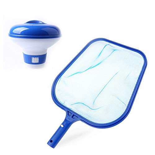 Kungfu Mall - Kit de limpieza para piscinas, flotador químico de 12,7 cm y red recogedora para fuentes, acuarios, jacuzzis, balnearios, estanques Kungfu Mall - Kit de limpieza para piscinas, flotador químico de 12,7 cm y red recogedora para fuentes, acuarios, jacuzzis, balnearios, estanques
