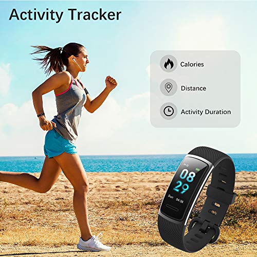 KUNGIX Pulsera Actividad Inteligente, Impermeable IP68 Pulsera Inteligente 0,96 Pulgadas Pantalla Color, Monitor Ritmo Cardíaco y Sueño 14 Modos de Deporte Mujer Hombre Niño Smartwatch Android y iOS