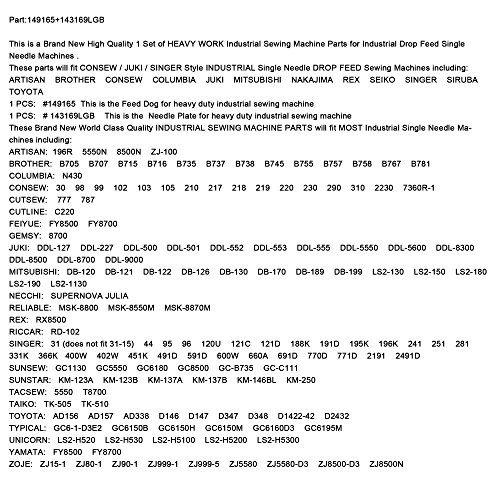 KUNPENG - # 149165 + 143169LGB 1conjunto placa de aguja Y máquina de coser diente apto para Singer 31-15 Máquina pesada de COSER TRABAJO