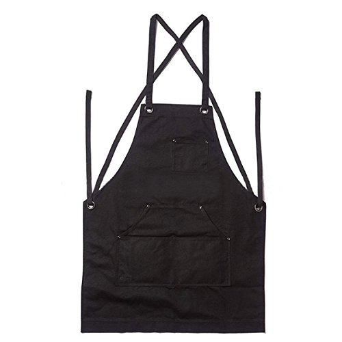 KUNSE Pesado Deber Encerado Trabajo Lona Hobby Delantal Gran Bolsillo Se Ajusta Pequeño A XXL Negro KUNSE Pesado Deber Encerado Trabajo Lona Hobby Delantal Gran Bolsillo Se Ajusta Pequeño A XXL Negro