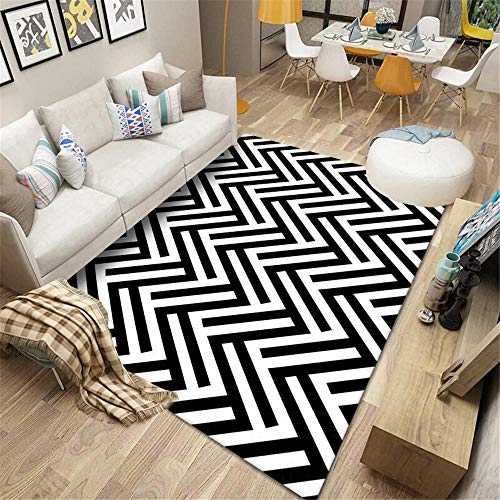 Kunsen Alfombra de Sala de Estar Alfombra de Dormitorio Antideslizante Antideslizante en Blanco y Negro moqueta Centro de Mesa Decorativo Comedor Alfombra Infantiles