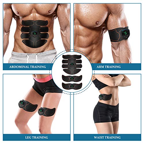 kupet EMS Electroestimulador Muscular Abdominales, ABS Estimulador USB Recargable para Abdomen, Cintura, Brazo, Hombro, Espalda, Muslo, Pantorrilla y Glúteo