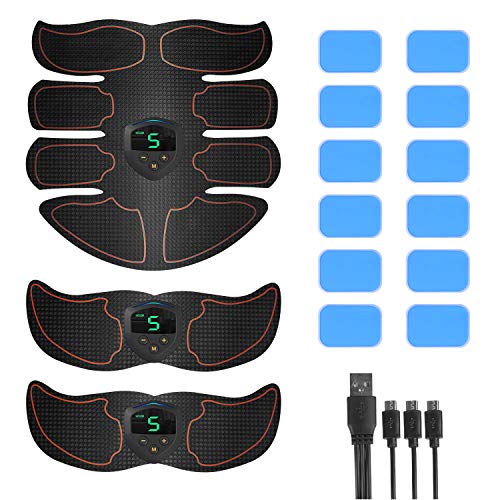 kupet EMS Electroestimulador Muscular Abdominales, ABS Estimulador USB Recargable para Abdomen, Cintura, Brazo, Hombro, Espalda, Muslo, Pantorrilla y Glúteo