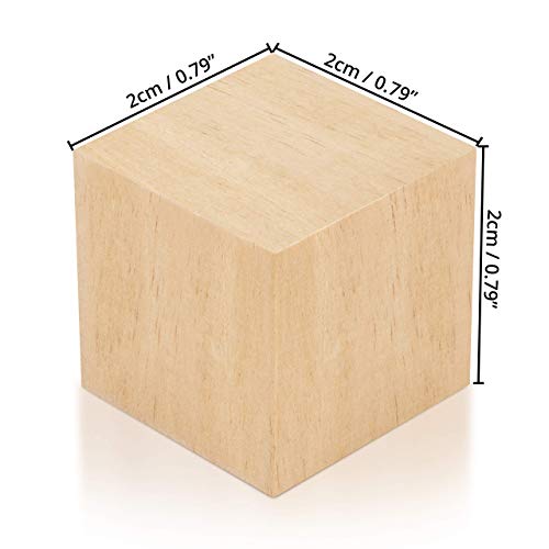 Kurtzy Bloques de Madera Cuadrados Pequeños (Pack de 120) - 2 x 2 x 2 cm Cubo Madera Pino Natural sin Acabado - Bloque Madera Educativo Manualidades para Bricolaje, Rompecabezas, Números