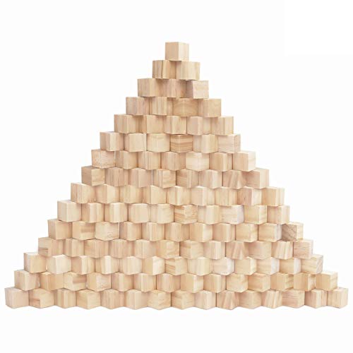 Kurtzy Bloques de Madera Cuadrados Pequeños (Pack de 120) - 2 x 2 x 2 cm Cubo Madera Pino Natural sin Acabado - Bloque Madera Educativo Manualidades para Bricolaje, Rompecabezas, Números