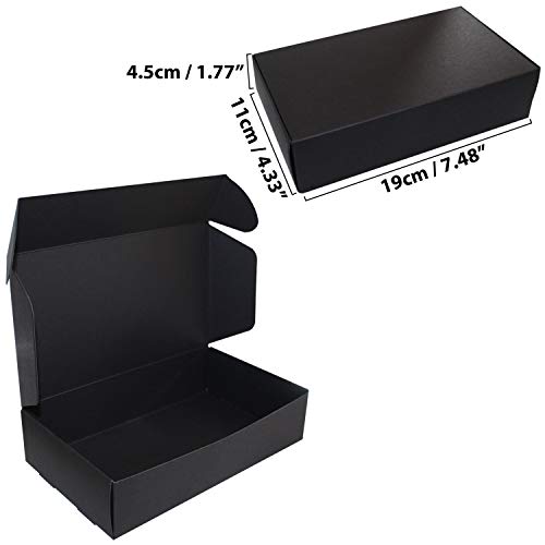 Kurtzy Caja de regalo (Paquete de 50) - Caja de Kraft Negras con Tapas (19 x 11 x 4.5cm) - Cajas de Presentación de Paquete plano para Regalos, Joyas, Galletas, Chocolates y Tarjetas