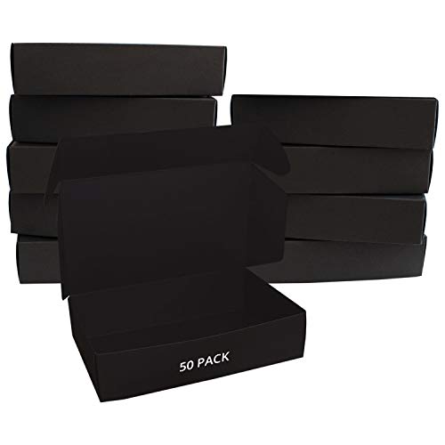 Kurtzy Caja de regalo (Paquete de 50) - Caja de Kraft Negras con Tapas (19 x 11 x 4.5cm) - Cajas de Presentación de Paquete plano para Regalos, Joyas, Galletas, Chocolates y Tarjetas