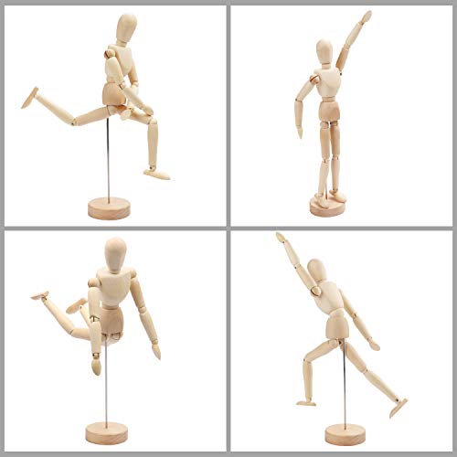 Kurtzy Maniquí de Madera 30,5 cm Cuerpo Humano Figura Articulada para Dibujo - Muñeco Madera Articulaciones Flexibles Artista - Muñeco Articulado Unisex Bocetos y Pinturas - Perfecto para el Hogar